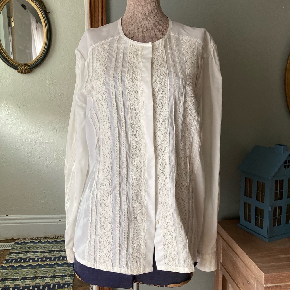 LAURA ASHLEY White Lace Blouse